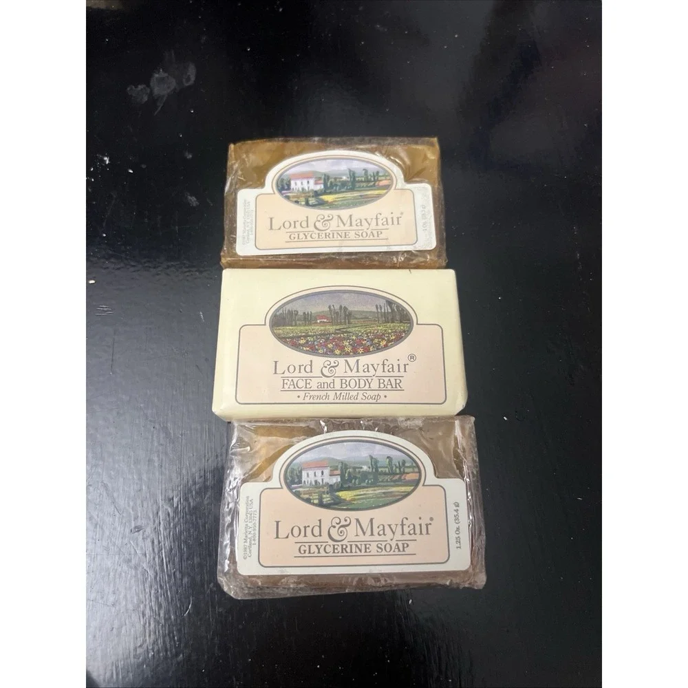 Lot of 3 Vintage Lord & Mayfair GlycerinSoap Face & Body Travel Size 1.5 oz Bars